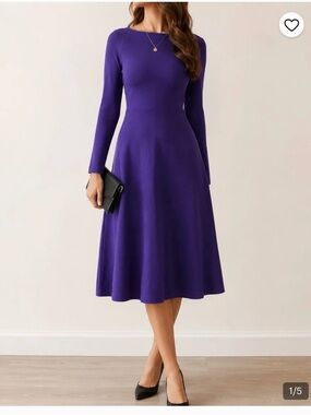 Ann Taylor Long Sleeve Purple Knit Maxi Dressvery stretch material